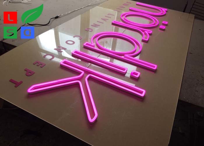 Pink Flex Signage Neon Letter Signs With Clear Backing For Company Wall Branding