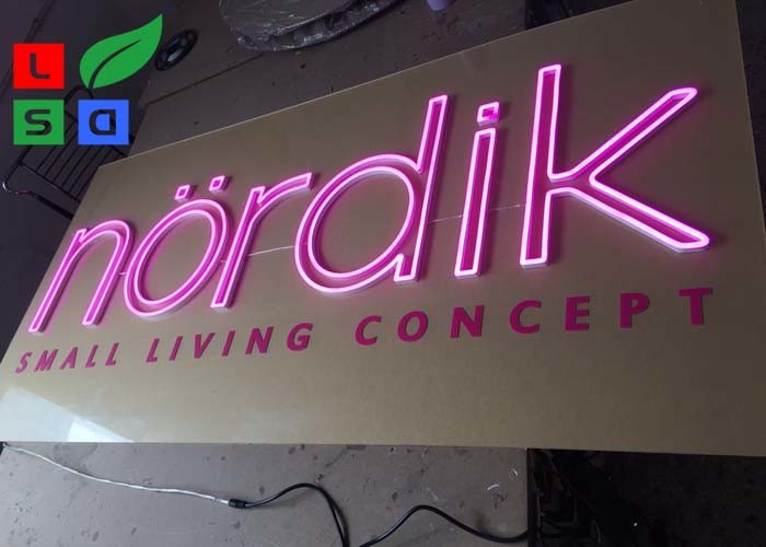 Pink Flex Signage Neon Letter Signs With Clear Backing For Company Wall Branding