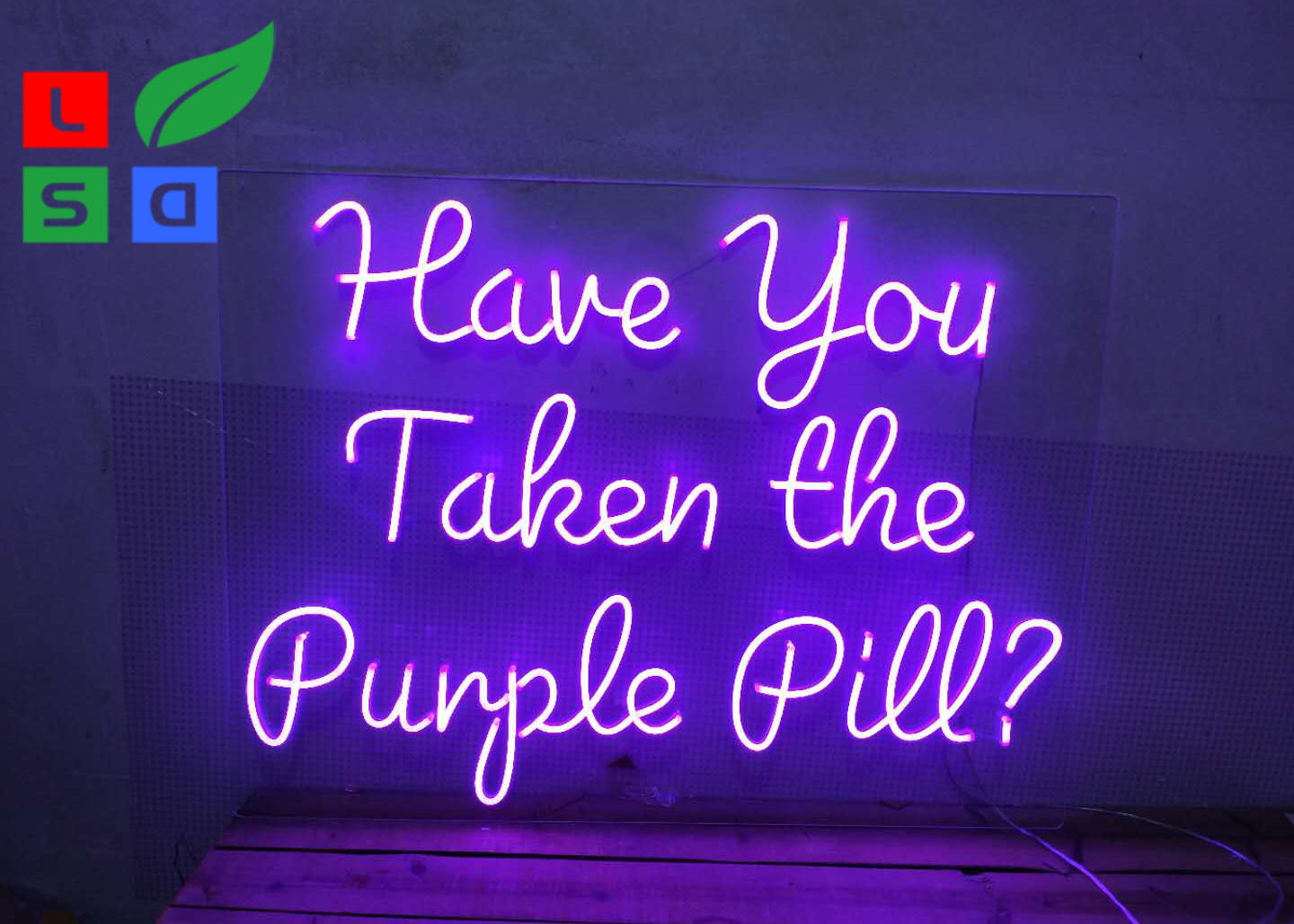 Custom Hanging Neon Word Signs Colorful Acrylic Purple Logo For Nightclub Decoration