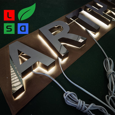 Back Lit Mirror Polished Stainless Steel LED Channel Letter Sign