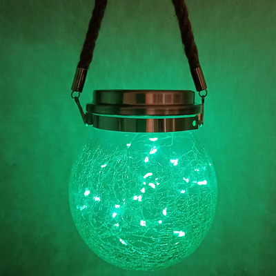 Crackle LED Solar Lights Patio Glass Hanging Lights Wishing Christmas Mason Jar Lights