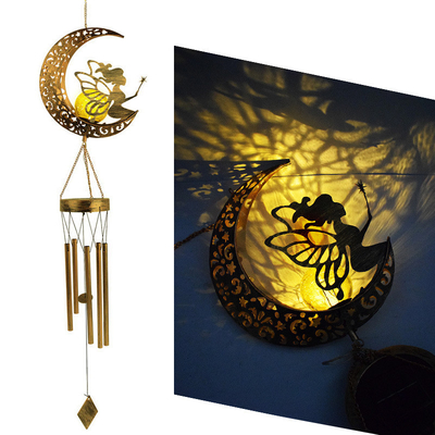 Waterproof Solar Moon Wind Chime Light Iron Sun Lawn Floodlight for Garden Yard