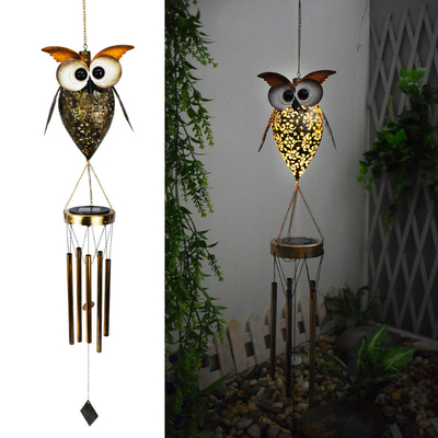 Waterproof Solar Moon Wind Chime Light Iron Sun Lawn Floodlight for Garden Yard