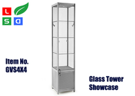 400x400x1800mm Glass Tower Display Case MR16 LED Spot Lighting Glass Showcase Tower