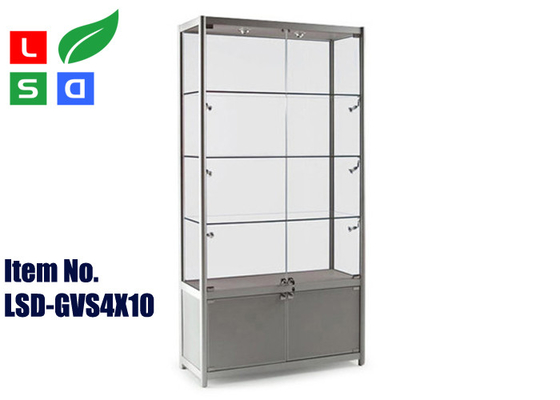 400x400x1800mm Glass Tower Display Case MR16 LED Spot Lighting Glass Showcase Tower