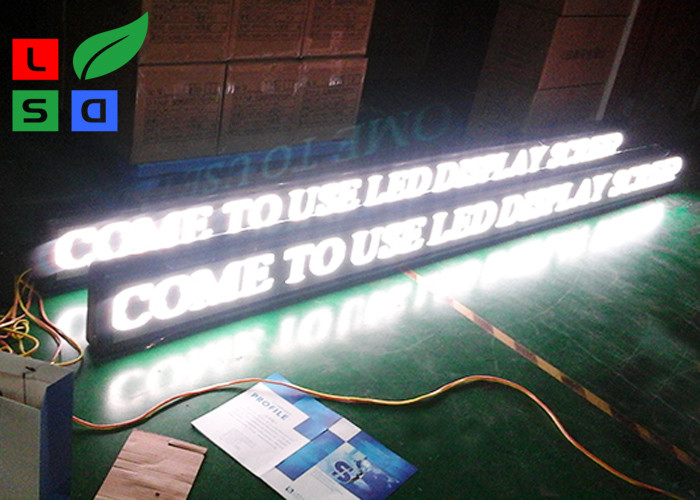 Signboard Led White White Color LED Sign Board , Net Cord Control LED Scrolling Message ...