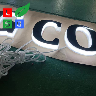 Outdoor Side Lit LED Channel Letter With Mirror Black Face Top For Shop Front Display