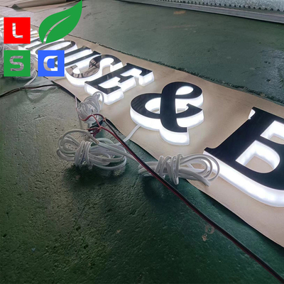 Outdoor Side Lit LED Channel Letter With Mirror Black Face Top For Shop Front Display