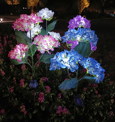 3 Heads Flower Solar Hydrangea Lights Outdoor Garden LED Simulation Flower Lights