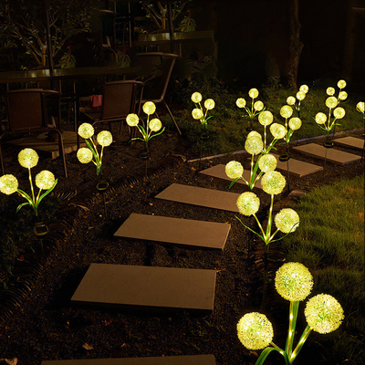 Ground Plug Triple Dandelion Solar Lawn Light for Outdoor Garden Landscape Ambient Patio