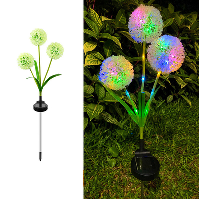 Ground Plug Triple Dandelion Solar Lawn Light for Outdoor Garden Landscape Ambient Patio