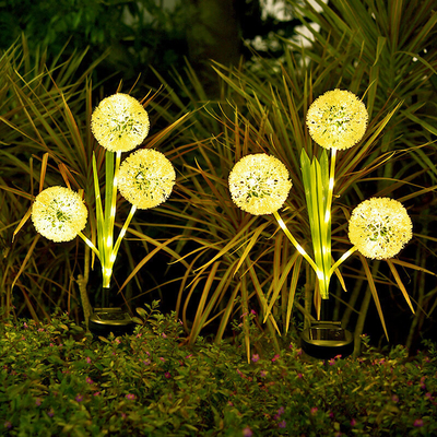 Ground Plug Triple Dandelion Solar Lawn Light for Outdoor Garden Landscape Ambient Patio