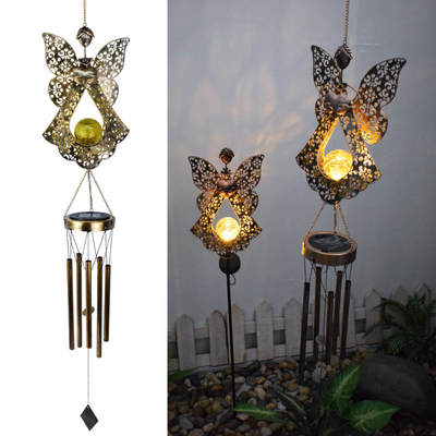 Waterproof Solar Moon Wind Chime Light Iron Sun Lawn Floodlight for Garden Yard