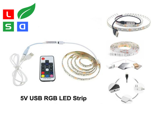 CRI >80 LED Commercial Lights USB Plug Rgb Flexible LED Strip For TV Background